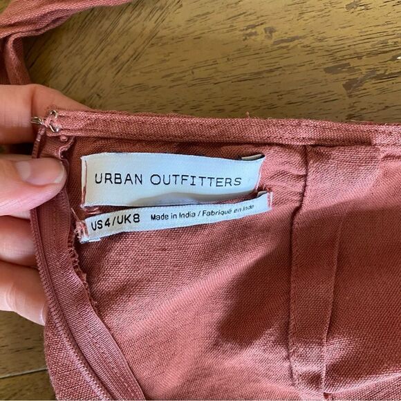 Urban Outfitters Rose Pink Kai Ruffle Tie-Back Romper Size 4 - Picture 9 of 14